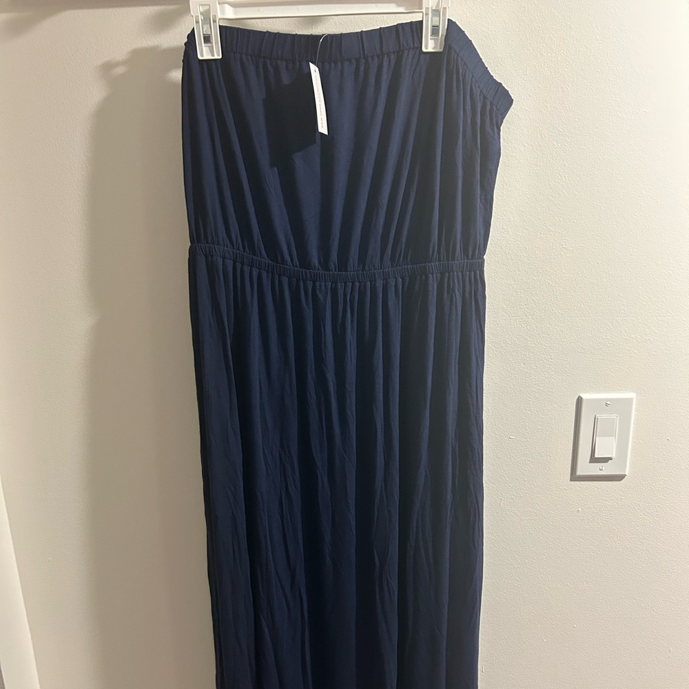 New York & Company One Shoulder Navy Dress
